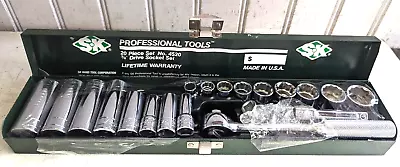 VINTAGE SK PROFESSIONAL TOOLS No.4520 USA 20 PC 3/8  DRIVE SOCKET SET • $150