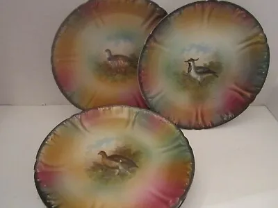 5 Antique Game Bird Plates Tinted Border Franz Anton Mehlem Bonn Germany 9.5  • $49.95