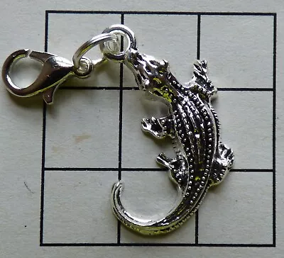 Vintage Tibetan Cute Crocodile Charm Beach Seaside Zip Bracelet Clip Mobile • £2.95
