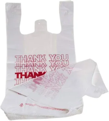 Bags 1/12 Extra Small 7x3.5x13 THANK YOU T-Shirt Plastic Grocery Shopping Bags • $33.99