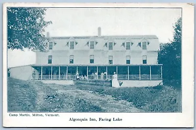 Postcard VT Milton Vermont Camp Martin Algonquin Inn Facing Lake UDB P5D • $11.99