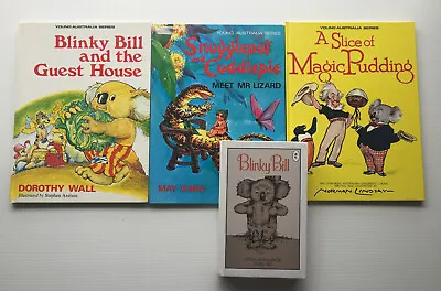 4x Vintage Kids Book Lot - Blinky Bill Magic Pudding Snugglepot & Cuddlepie • $13.28