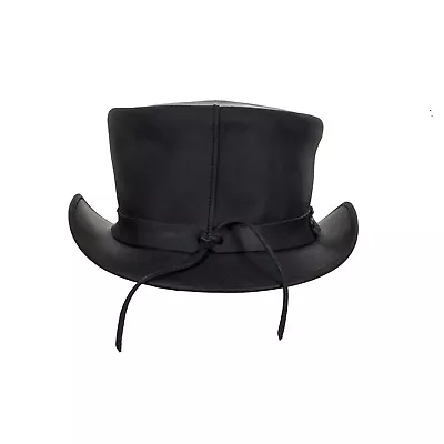 Steampunk Deadman Top Hat Genuine Black Naked Cowhide Leather • $54.99