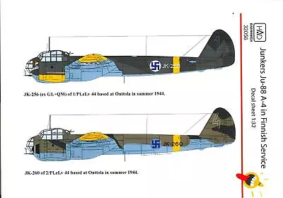 Hungarian Aero Decals 1/32 JUNKERS Ju-88A-4 Finnish Air Force Service • $11.99