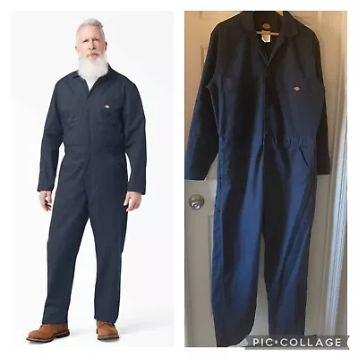 Dickies Mens Size L Navy Blue Long Sleeve Coveralls/ Jumpsuit 🆓📦 • $29.99