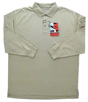 5.11 Tactical Polo Shirt Long Sleeve Men's Professional No-Roll Collar Tan XL • $23.99