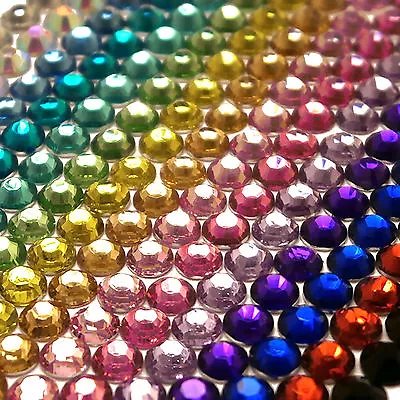 £1.85 • Buy 1000 Crystal Silver Flat Back Acrylic Rhinestones Gems Diamante 3 4mm For Craft