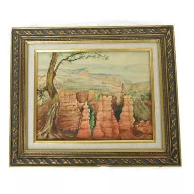 Vintage Watercolor Desert Mountain Landscape Painting Framed & Signed • $134.99