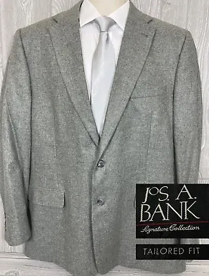 Jos. A. Bank Tailored Fit Grey Silk Blazer Sport Coat Suit Jacket 44 Long (t1) • $55.99