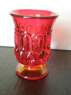 LE Smith Moon And Stars Colonial Amberinia Ruby Red Glass Toothpick Holder 3.5  • $4.99
