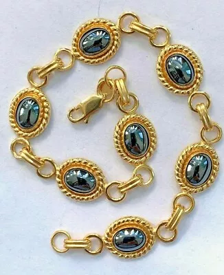 Vintage 14kt. Gold Fill (Marked)  Fancy Genuine Hematite Linked Bracelet - 7.5   • $19.99