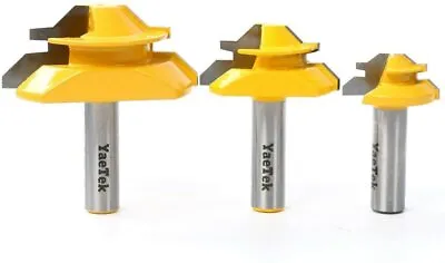 $22.99 • Buy 3Pcs 1/2 Inch Shank Router Bit 45 Degree Glue Joint Lock Miter Woodworking Cut