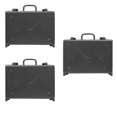 Set Of 3 Black Plastic Toy Miniature Briefcases Accessories For 6 Inch Figures • $16.99
