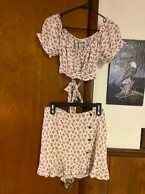 Two Piece Hollister Skirt And Crop Top Floral Size Large • $24