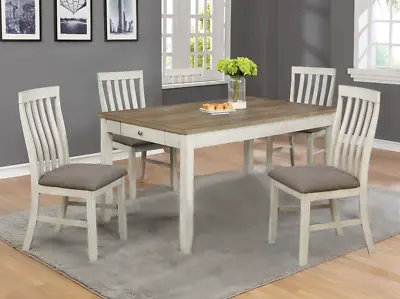 NEW Modern Rustic Transitional Chalk White Oak Dining Table 4 Or 6 Chairs Set • $799.99