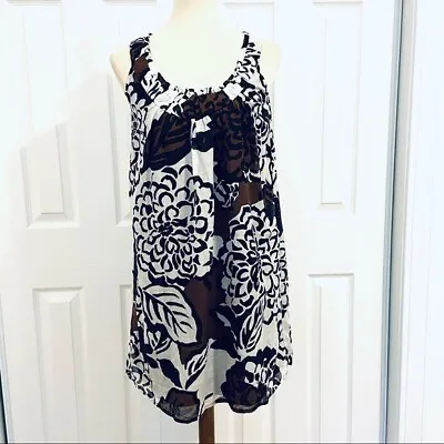 Zara Brown BlackBrown & White Silk Blend A-Line Dress Womens Sz M Lined • $24.97