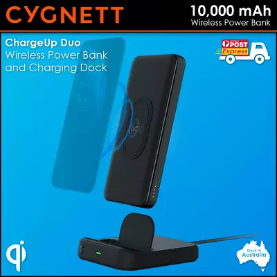 CYGNETT ChargeUp Duo 10000 MAh Mobile Wireless Power Bank & Phone Charging Dock • $89.99