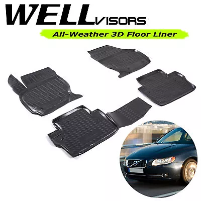 All Weather 3D Black Floor Mats Lite For Volvo 07-16 S80 WELLvisors 3-864VO002 • $46