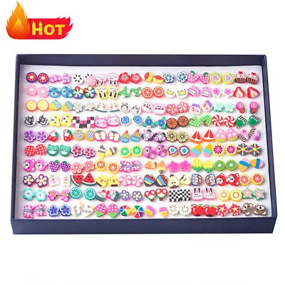 100 Pairs Cute Fruit Earring Assorted Stud Earrings Set For Girls Women Bulk • $17.60