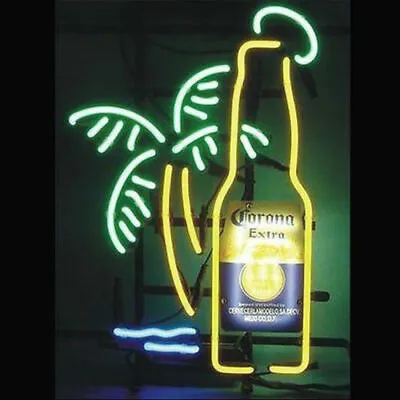 Corona Extra Bottle Palm Tree Neon Sign Light Tiki Pub Wall Hanging Gift 19 X15  • $192.50