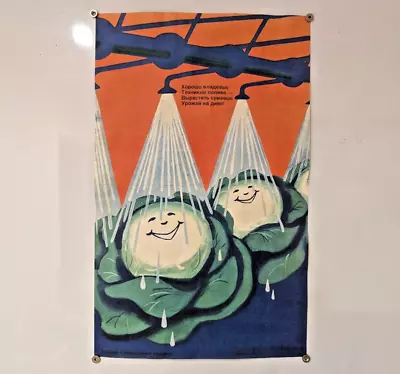 Don't Forget To Water The Crop Well ! / Vintage Soviet Ukraine Poster • $69
