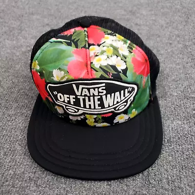 Vans Off The Wall Trucker Snap Back Hat Floral Pattern Black • $14.99