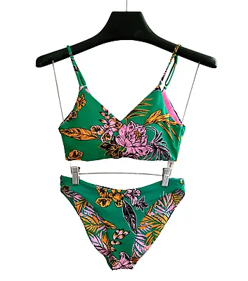 Maaji Sporty Bralette Top Sz M & Signature Cut Bikini Bottom Sz S Set Green • $48