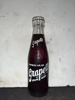Full 6 Oz. Grapette Grape Soda Bottle Charleston W.VA. • $14.99