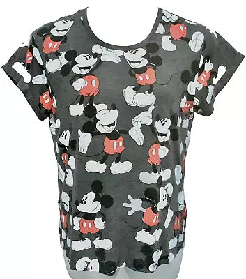 Disney Women's Size XL Pullover Short Cuffed Sleeve Mickey Mouse T-Shirt Gray • $8.99