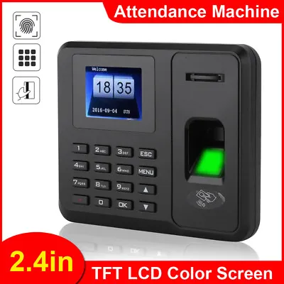 £61.09 • Buy 2.4  TFT LCD Fingerprint Password ID Card Attendance Machine Time Clock Recorder