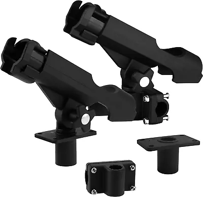 HiUmi Adjustable Black Fishing Rod Holder For Boat Kayak Swivel Side Mount Kits • $25.67