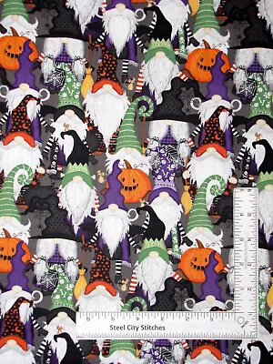 Halloween Fabric Gnome -ster Mash Gnomies Pumpkins Cotton Wilmington By The Yard • $11.98