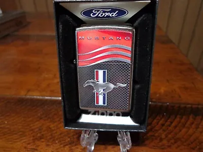 Ford Mustang Logo Red & Black Design Zippo Lighter Mint In Box • $28.95