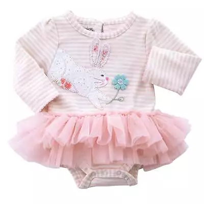 Mud Pie Baby Girl Easter Bunny Tutu Long Sleeve Crawler One Piece • $35