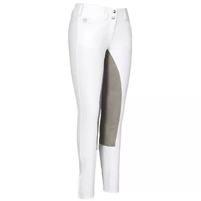 $50 • Buy NWT TuffRider Piaffe Full Seat Breeches Wht/Gry Sz 34
