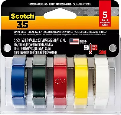 3M Scotch Electrical Tape Multi-Color Value Pack 5 Rolls Durable Vinyl Material • $14.19