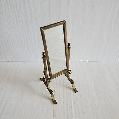 Vintage Dollhouse Miniature Cheval Mirror Floor Standing Swivel Frame Enesco • $11.99