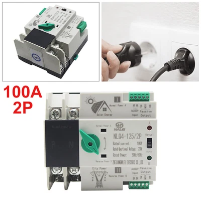 £25.31 • Buy 2P 100A Dual Power Automatic Transfer Switch Generator Changeover Switch New