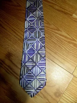 Duchamp London Handmade In England Purple Silver Geometric Tie • $60