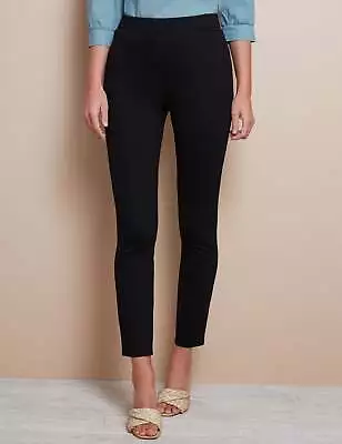 W LANE - Womens Pants - Black Winter Ponte Leggings Elastane - Fashion Trousers • $22.48