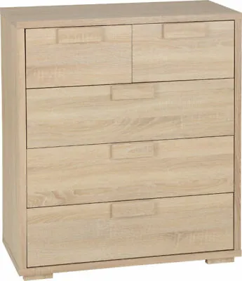 Oak Effect 3+2 Drawer Chest W80cm X D39cm X H92cm CAMBRIDGE • £199