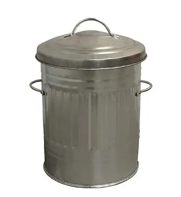 Silver 30L Litre Galvanised Metal Bin Rubbish Waste Dustbin Animal Feed  • £24.90