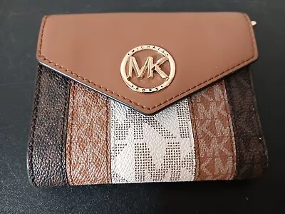 Ladies Unused Michael Kors Brown Leather Tri-Fold Wallet • $59.99