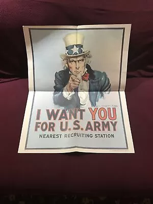 I Want You Uncle Sam US Army Recruiting Poster Original US Goverment Printing 75 • $19.99