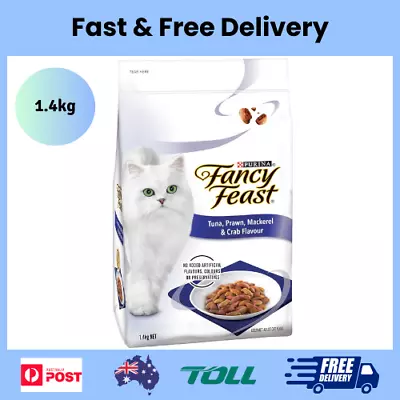 FANCY FEAST Adult Tuna Prawn Mackerel And Crab Flavor Dry Cat Food 1.4kg • $18.95