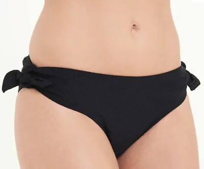 £3.99 • Buy Ladies Size 14 16 18 Plain Black Textured Bow Bikini Bottoms Briefs Swimwear