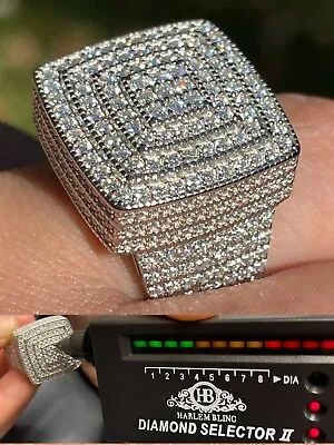 Men's Real 925 Silver Iced Hip Hop 5ct MOISSANITE RING Passes Test Pinky • $255.14