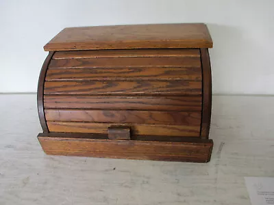 Vintage Wood Roll Top Bread Box - Used Good Condition • $35