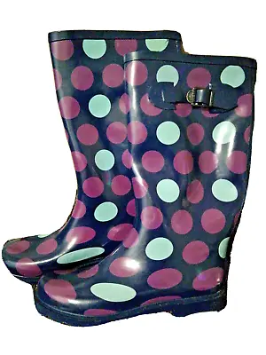 £12.99 • Buy Ladies Spotty Purple Blue Polka Dot Wellies Rain Boot Wellington UK7 EU40