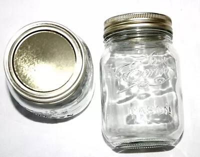 500 Ml Glass Mason Jam Preserving Storage Drinking Jars Gold 2 Piece Screw Lid • £9.99